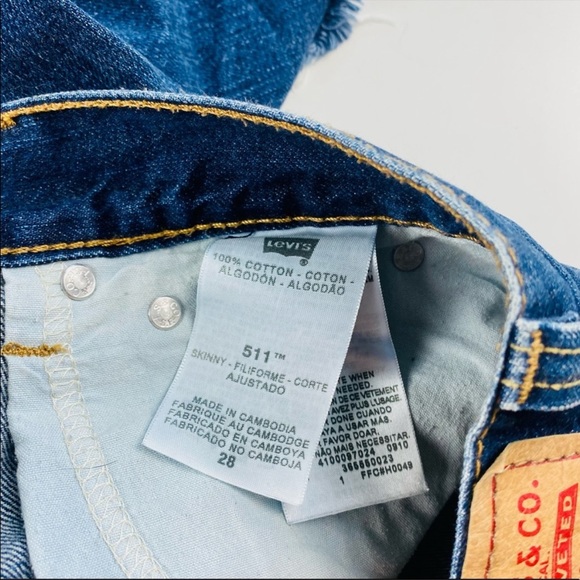 Levi’s 511 Skinny Distressed Long Bermuda Jean Denim Shorts - Picture 6 of 11